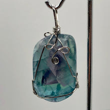 Load image into Gallery viewer, Blue Fluorite Wire Wrap Sterling Silver Drop Pendant| 2" Long | Blue | 1 Pendant