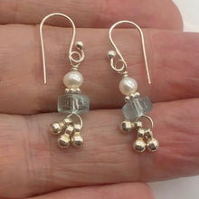 Load image into Gallery viewer, Aquamarine Pearl Drop Earrings | 1 1/4" Long | Blue White | 1 Pair |