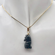 Load image into Gallery viewer, Hematite Wolf Pendant Necklace | Semi Precious Stone Jewelry | 14k Pendant - PremiumBead Primary Image 1