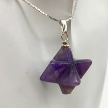 Load image into Gallery viewer, Kabbalah Carved Amethyst Merkaba Star and Sterling Silver Pendant 509288AMS - PremiumBead Alternate Image 6