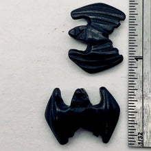 Load image into Gallery viewer, Halloween 2 Hand Carved Hematite Bat Beads | 21x16x5mm | Silver black