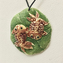 Load image into Gallery viewer, Koi Goldfish Waterbuffalo Carved Bone Bead, Red/Green, 29mm 10785 - PremiumBead Alternate Image 6