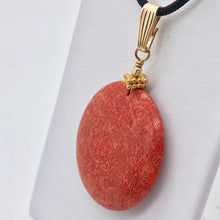 Load image into Gallery viewer, Big Cell Red Coral Disc & 14K Gold Filled Pendant | 30mm, 1.88" (long) |507287K - PremiumBead Alternate Image 10