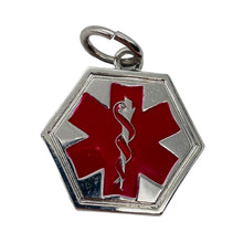 Load image into Gallery viewer, Medical Alert Sterling Silver Hexagon Pendant | 1 1/4" Long | Red Silver | 1 |