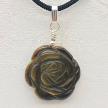 Load image into Gallery viewer, Hand Carved Tigereye Rose Flower Pendant | 1.5" Long | 509290TES - PremiumBead Primary Image 1
