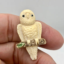 Load image into Gallery viewer, Waterbuffalo Bone Owl on Perch | 40x24x6.5mm | Cream/Brown/Green | 1 Bead | - PremiumBead Alternate Image 3