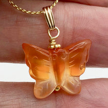 Load image into Gallery viewer, Carnelian Agate Butterfly Pendant Necklace | Semi Precious Stone |14k gf Pendant - PremiumBead Alternate Image 3