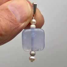 Load image into Gallery viewer, Blue Chalcedony FW Pearl Sterling Silver Drop Pendant | 1 5/8" Long |