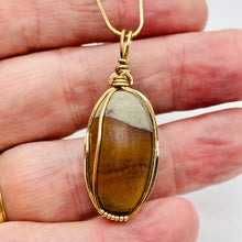 Load image into Gallery viewer, Jasper 14KGF Wire Wrap Oval | 1 3/4" Long | Tan Gray | 1 Pendant