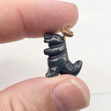 Load image into Gallery viewer, Semi Precious Stone Jewelry Tyranosaurus Rex Pendant Necklace of Hematite/Gold - PremiumBead Alternate Image 3