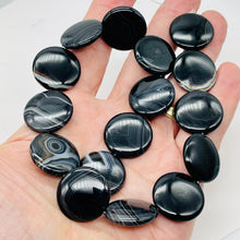 Load image into Gallery viewer, Black & White Sardonyx 25mm Coin Bead 8" Strand 10486HS