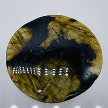Load image into Gallery viewer, Labradorite Disc Pendant Bead | 45x5mm | Green Black | 1 Bead