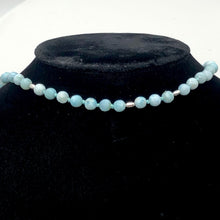 Load image into Gallery viewer, Larimar Faceted Round Bead Sterling Silver Necklace | 21" Long | Blue |