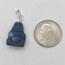 Load image into Gallery viewer, Namaste Hand Carved Sodalite Buddha and Sterling Silver Pendant, 1.5&quot; Long - PremiumBead Alternate Image 8
