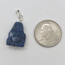 Load image into Gallery viewer, Namaste Hand Carved Sodalite Buddha and Sterling Silver Pendant, 1.5" Long - PremiumBead Alternate Image 8