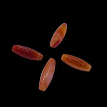 Load image into Gallery viewer, 4 Orange & White Sardonyx Agate 18x6mm Rice Beads 8986