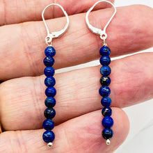 Load image into Gallery viewer, Natural Lapis Lazuli Sterling Silver Semi Precious Stone Earrings | 2 1/4" long| - PremiumBead Alternate Image 3