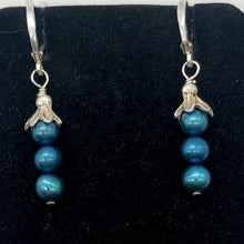 Load image into Gallery viewer, Shining Teal Fresh Water Pearl Sterling Silver Lever Back Earrings | 1/2" long | - PremiumBead Alternate Image 3