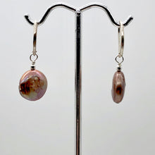 Load image into Gallery viewer, Fresh Water Pearl Sterling Silver Dangle Earrings | 1 1/4" Long | Golden Rose |