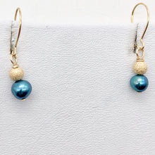 Load image into Gallery viewer, Sparkling Blue Freshwater Pearl and 14K Gf Drop/Dangle Earrings | 1 inch | - PremiumBead Alternate Image 6