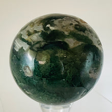 Load image into Gallery viewer, Moss Agate Druzy Quartz Crystal Meditation Sphere | 75mm | Green/White | 1 |