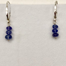Load image into Gallery viewer, Tanzanite Sterling Silver Lever Back Earrings | 1 Inch Long | 3 Beads |