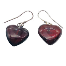 Load image into Gallery viewer, Red Amber Heart Sterling Silver Earrings | 1 1/4" Long | Red | 1 Pair |