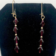 Load image into Gallery viewer, 14K Gold Filled Red Pyrope Garnet Earrings | 2 inches long | - PremiumBead Alternate Image 7