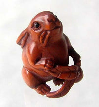 Load image into Gallery viewer, Hoppity Hop Bunny with Carrot Boxwood Ojime/Netsuke Bead - PremiumBead Alternate Image 2