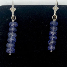 Load image into Gallery viewer, Tanzanite Faceted Roundel Bead Sterling Silver Earrings| 1.5" Long | Lever Back