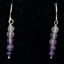 Load image into Gallery viewer, Enchanting Fluorite 4mm Bead Dangle Silver Earrings! | 1 3/8" Long |