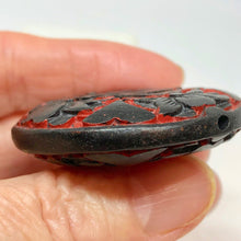 Load image into Gallery viewer, Carved Black Over Red Cinnabar Disc Bead 45mm 7042B | 45x12.5mm | Black/Red - PremiumBead Alternate Image 3