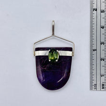Load image into Gallery viewer, Sugilite Peridot Sterling Silver Oval Pendant | 1 1/2" Long | Purple Green | 1 |