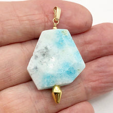 Load image into Gallery viewer, Hemimorphite 14K Gold Filled Carved Pendant | 1 3/4" Long | Blue | 1 Pendant |