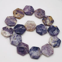 Load image into Gallery viewer, Purple Flower Sodalite 26x24mm Hexagon Pendant Bead Strand 108423