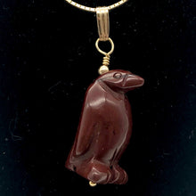 Load image into Gallery viewer, March of The Penguins Jasper Carved Bead & 14Kgf Pendant| 1 3/8" Long| Red | - PremiumBead Alternate Image 2