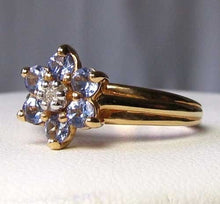 Load image into Gallery viewer, Tanzanite & Diamond Solid 10Kt Yellow Gold Flower Ring Size 7 9982F - PremiumBead Alternate Image 6