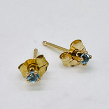 Load image into Gallery viewer, Aquamarine 14K Gold Stud Round Earrings | 2mm | Aqua | 1 Pair |