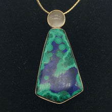 Load image into Gallery viewer, Natural Azurite Malachite 14K Gold Pendant with Moonstone - PremiumBead Alternate Image 10