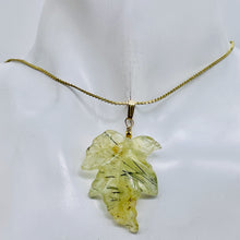 Load image into Gallery viewer, 14K Gold Filled Carved Prehnite Leaf Pendant | 2" Long | Green | 1 Pendant |