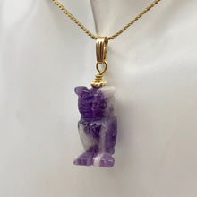 Load image into Gallery viewer, Amethyst Hand Carved Hooting Owl & 14Kgf Gold Filled 1 3/8" Long Pendant 509297AMG - PremiumBead Alternate Image 2
