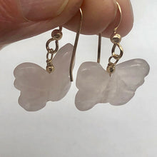 Load image into Gallery viewer, Rose Quartz Butterfly 14Kgf Gold Earrings | Semi Precious Stone Jewelry |