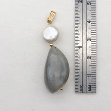 Load image into Gallery viewer, Chatoyant Moonstone Fresh Water Pearl Drop 14K Gold Filled Pendant |1 3/4" Long|