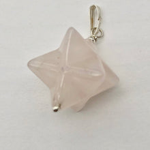 Load image into Gallery viewer, Kabbalah Carved Rose Quartz Merkaba Star w/Sterling Silver Pendant 509288RQS