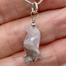 Load image into Gallery viewer, Amethyst Penguin Pendant Necklace | Semi Precious Stone Jewelry | Silver Pendant