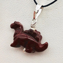 Load image into Gallery viewer, Red Dinosaur Pendant Bracciated Jasper Stegosaurus and Silver Pendant 509258BJS | 21x11x8mm (Stegosaurus), 7.0mm (Bail Opening), 7/8" (Long) | Red - PremiumBead Alternate Image 3