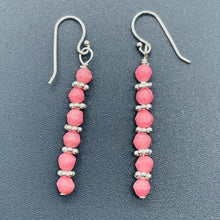 Load image into Gallery viewer, Rhodonite with Sterling Silver Beads Drop/Dangle Earrings | 1 1/2" Long | Pink |