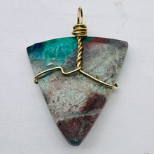 Load image into Gallery viewer, Bloodstone 14K Gold Filled Wire Wrapped Trilliant Gem | 1 1/2" Long | Red Green|
