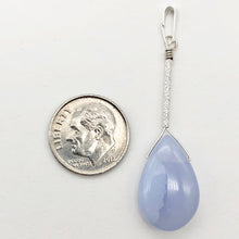 Load image into Gallery viewer, Blue Chalcedony Designer Sterling Silver Pendant | 20x13x6mm | 2" Long |