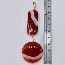 Load image into Gallery viewer, Sardonyx Large Round and Rectangle Pendant| 3 1/2" Long | Red/Orange/White |